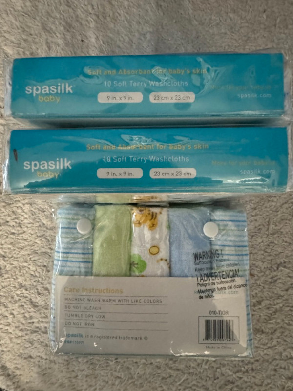 SpaSilk Baby Soft Terry Washcloths! Cute! Unopened! Giftable! in Bathing & Changing in Oakville / Halton Region - Image 2