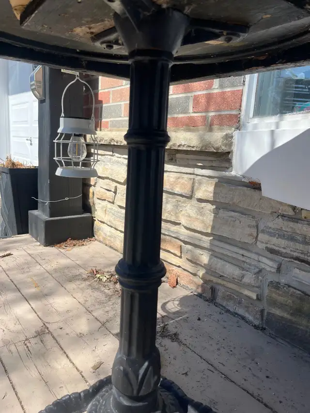 Outdoor Cast Iron Base and Concrete Top Table Approx 31 inches h in Patio & Garden Furniture in Oshawa / Durham Region - Image 4