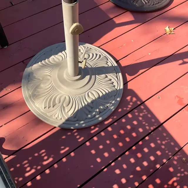 Deck furniture, 12 foot umbrella and stand, table | Patio & Garden ...