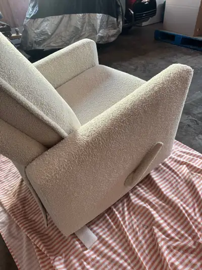 Brand New Beige Boucle Fabric Swivel Glider Recliner, View more