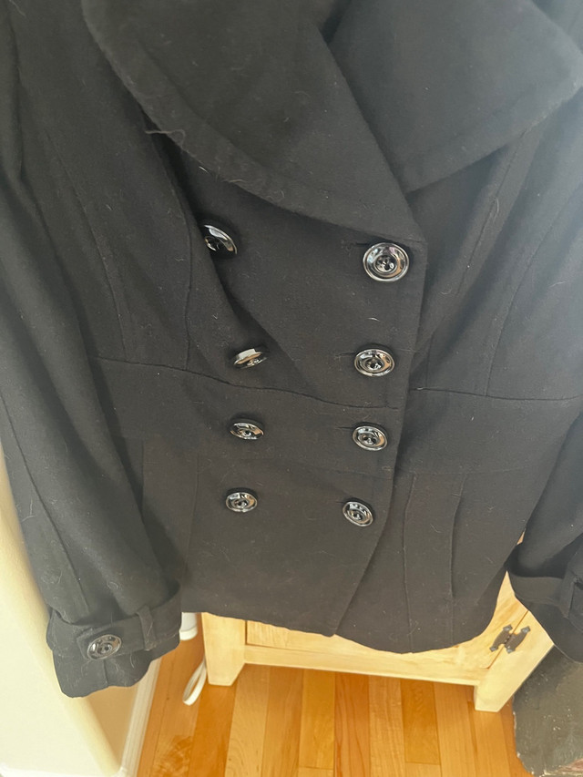 Ricki’s pea coat, black, new, wool 50%, ladies medium  in Women's - Tops & Outerwear in Kingston - Image 2