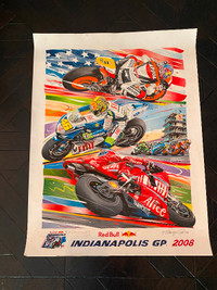 Inaugural  Painting 2008 Red Indianapolis GP signed by artist