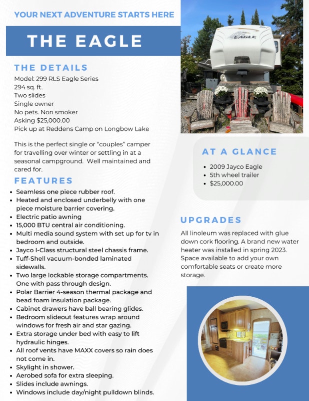 The Eagle 5th wheel trailer Your next adventure awaits you! Travel Trailers & Campers