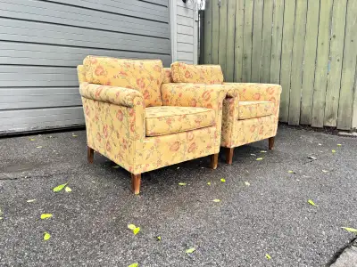 PAIR OF VINTAGE MID-CENTURY STYLE ARMCHAIRS , View more