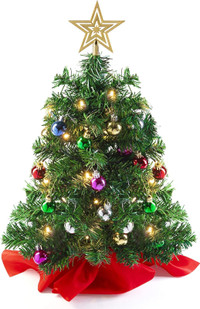 Prextex 22” Mini Christmas Tree with Lights Ornaments