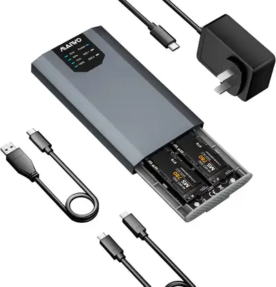 Dual Bay M.2 SATA SSD Enclosure Cloner,USB3.1 Gen2 Type C 6Gbps, View more