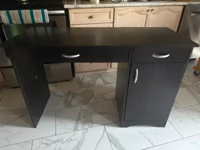 Modern Black Computer Desk with Drawers & Storage Cabinet, View more