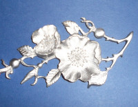 Pewter wh 2 wild roses (Made Mahone Bay, NS)