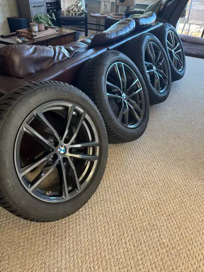 For Sale: BMW X3/X4 Charcoal Grey M Sport 19 inch OEM wheels with Pirelli Winter tires. These four t...