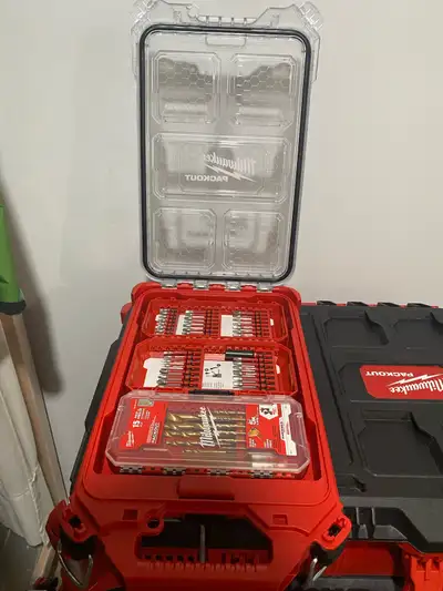  Milwaukee pack out container with drill and driver set (55 piec, View more
