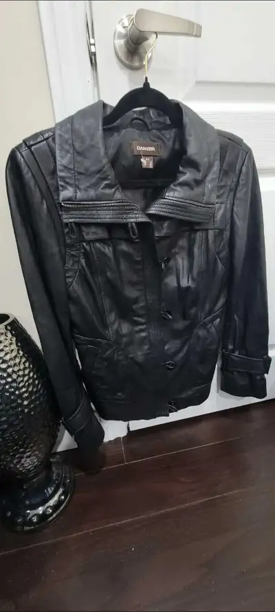 Women's  Danier black leather jacket, View more