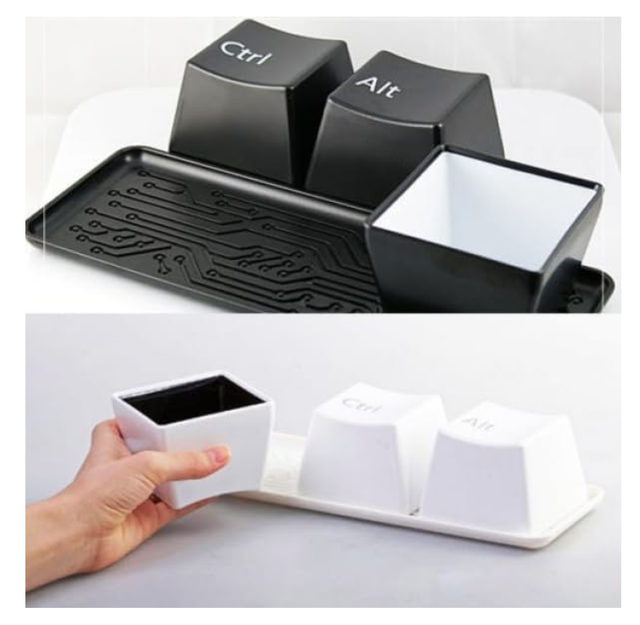 3pc White Ceramic Mug Tray - Tea & Coffee Fans Ctrl+Alt+Del in Other in Markham / York Region - Image 2