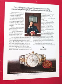 1980 ROLEX WATCH VINTAGE AD WITH ROLLS ROYCE EXECUTIVE CHAIRMAN