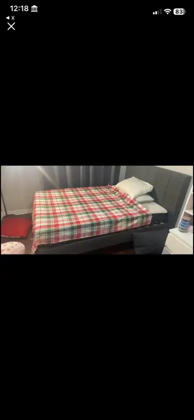 Double – Upholstered Headboard WITH MATTRESS – Ex, View more