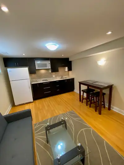 One bedroom basement apartment for rent in quiet neighborhood. Five minutes walk to Kipling subway s...