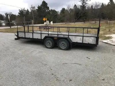 Older 16’ landscape trailer heavy duty ! Needs repair on right side support beam .Ownership on hand....