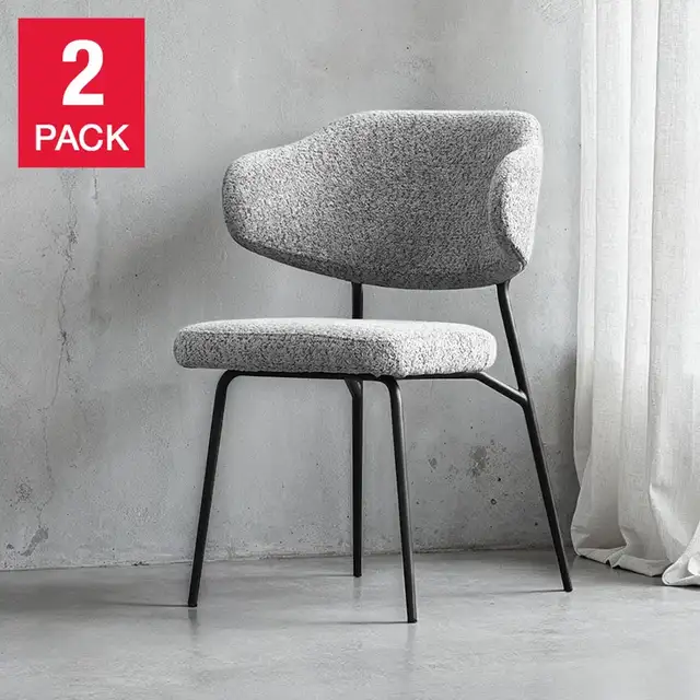 Mobital Clutch Fabric Dining Chair with Black Frame, 2-pack