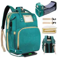 Green multi-function baby diaper bag backpack