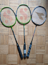 3 Badminton racquets with bags