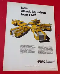 RARE VINTAGE 1975 FMC FORD FIRE TRUCK PUMPERS ORIG AD - ANNONCE