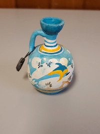 Clay Vase 3" Copy From Island Of Kreta 1500 BC #20 Dolphins Rare