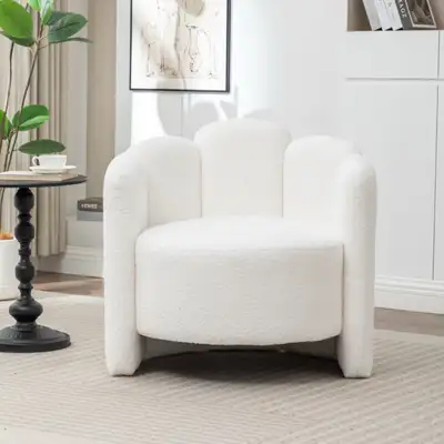 New-MERCER41 UPHOLSTERED BARREL CHAIR, WHITE, View more