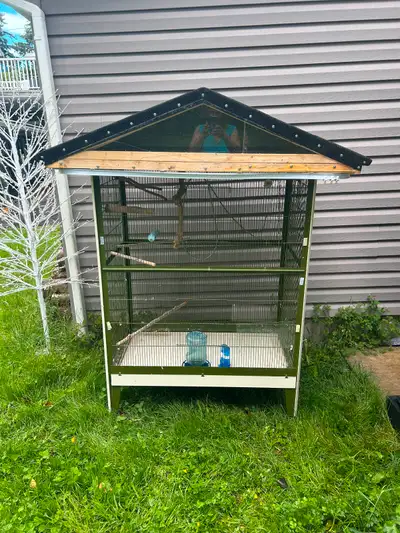 Large birdcage, indoor or outdoor use, comes with light, blackout panels and clear tarp for outdoor...
