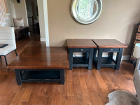 Solid wood coffee table and end tables