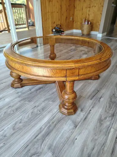 Round Solid Wood & Glass Coffee Table, View more