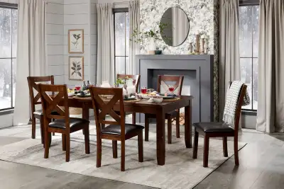 Used Talia Dining Table 60-78"W Extension with 6 Dining Chair, View more