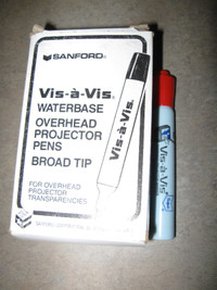 New Box of 12 Red Vis- a- Vis Waterbase Overhead Projection Pens