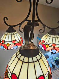 Stained glass, 3 head chandelier