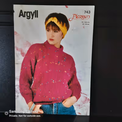1986 knitting Pattern 743. Amazing splash of colour for your classic rockette. Jumbo easy read print...