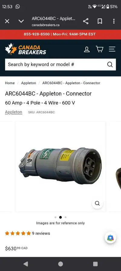 I have a brand new Appleton 60 amp 600 volt female 4 Pole connector explosion proof. Greenlee multim...