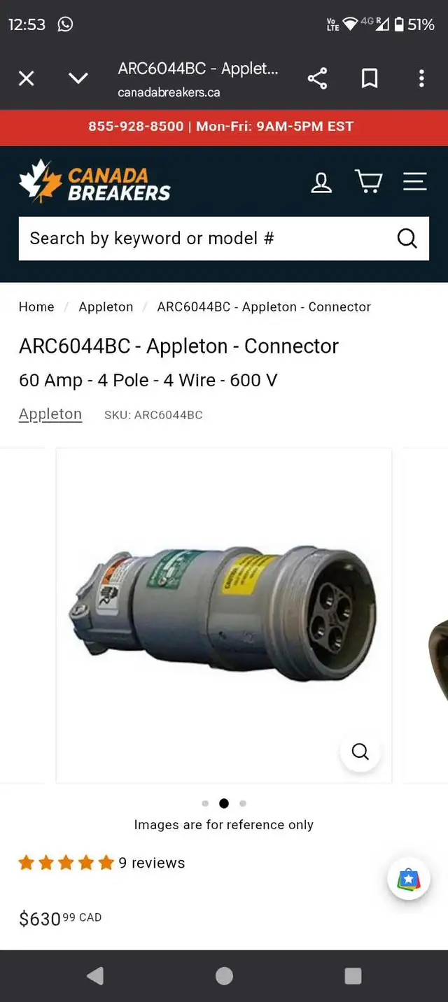 Appleton plug 60 amp electrical cable hd tow strap in Other Business & Industrial in Edmonton - Image 2