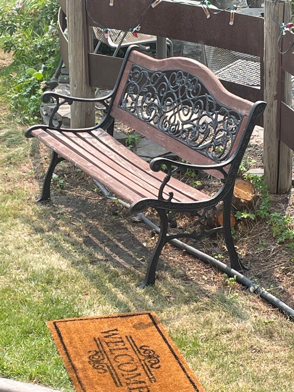 Free wrought iron and wood bench Free Stuff Calgary Kijiji