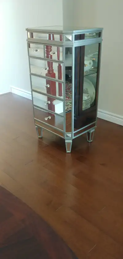 Two Accent Mirror Glass 6 Drawers Vintage Nightstands, View more