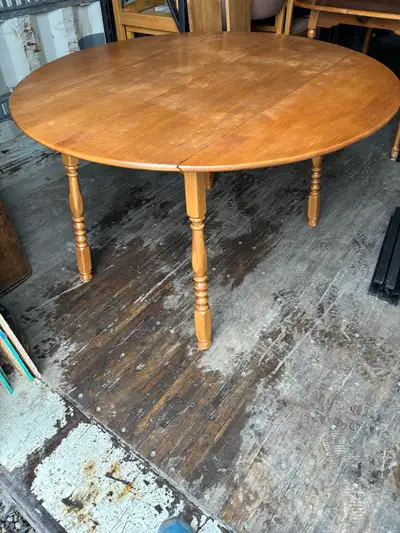 Midcentury solid wood dining table, View more