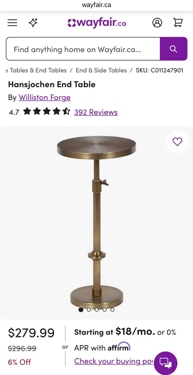 Hansjochen Sunburst Adjustable Accent End Table in Other Tables in Oshawa / Durham Region - Image 10