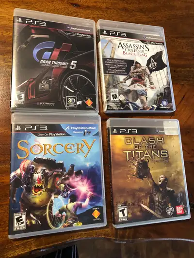 3 PS3 games for $20 Assassins Creed IV. Black flag Sorcery Clash of the Titans I KNOW the pictures s...