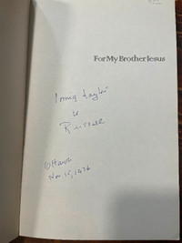 Irving Layton, My Brother Jesus, signed to another Canadian Poet