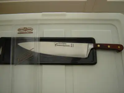 Perfect chef’s knife for a professional kitchen or home gourmet cook. Made in the USA. Blade length...