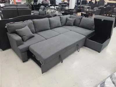 Brand New Grey Sectional Sofa Bed w/ Storage - FREE GTA Delivery, View more