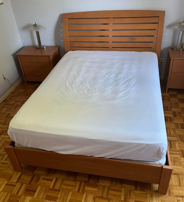 Wooden Bed Frame - Queen Size - Headboard Included in Beds & Mattresses in West Island
