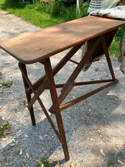 Vintage Folding WOOD IRONING BOARD, Antique Primitive Collapsible Ironing Board, Folding Table,Arts...