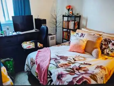 Fully furnished, large bedroom, with new Queen Size mattress, 36-inch smart TV and unlimited fibre o...