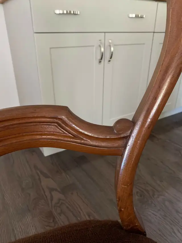 Antique Balloon Back Solid Wood Chair Needlepoint Seat in Dining Tables & Sets in Kingston - Image 6