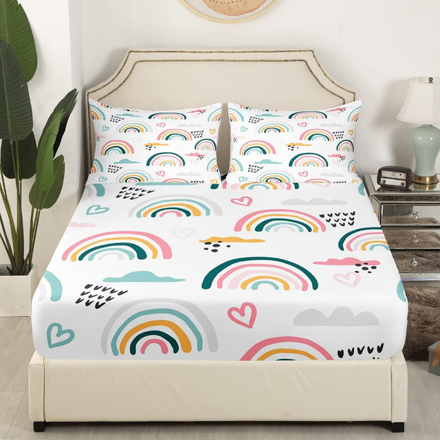 New 4 PC Sheet Set • Double Size • Deep Pocket • Rainbows in Bedding in Barrie - Image 3