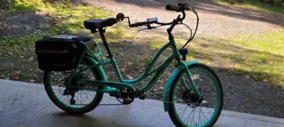 Interceptor step thru 24” balloon upgrade tires, light green, mint condition. Fenders, headlight and...
