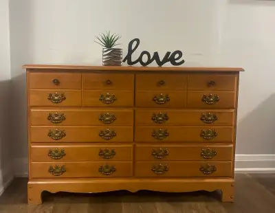 Preloved 6- Drawer Dresser – Honey Wood Finish – 46” Wide, View more